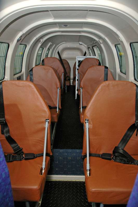Aero Twin, Inc. TSO seats installed in a PAC750XL aircraft, covered in brown leather.