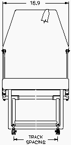 Drawing of front view of seat