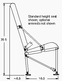 Drawing of side view of seat